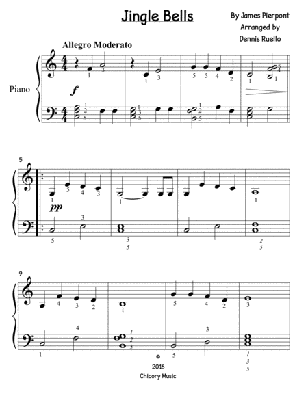 Free Sheet Music Jingle Bells Big Note Easy Piano