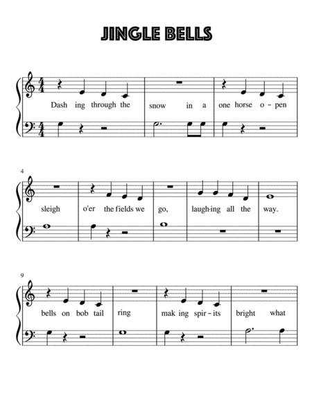 Jingle Bells Complete Version For Very Easy Piano Sheet Music