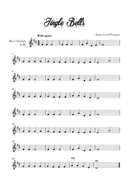 Free Sheet Music Jingle Bells Easy Beginner For Bass Clarinet