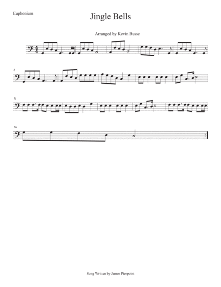 Free Sheet Music Jingle Bells Easy Key Of C Euphonium