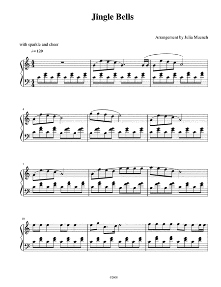 Jingle Bells Easy Piano In C Sheet Music