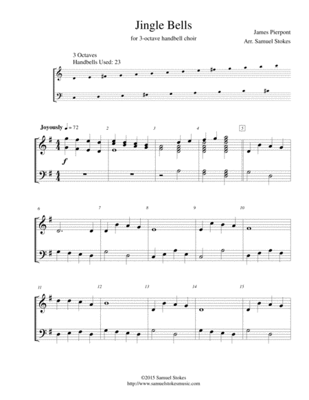 Jingle Bells For 3 Octave Handbell Choir Sheet Music