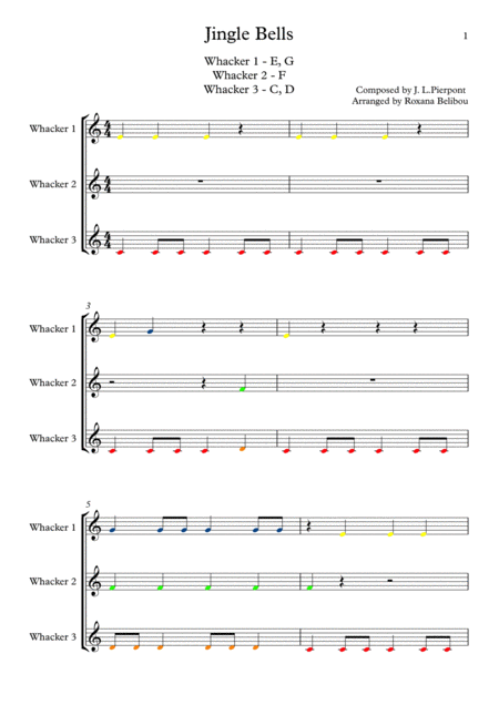 Jingle Bells For 8 Notes Diatonic Boomwhackers Sheet Music