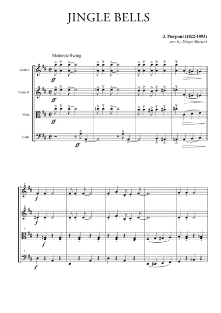 Jingle Bells For String Quartet Sheet Music