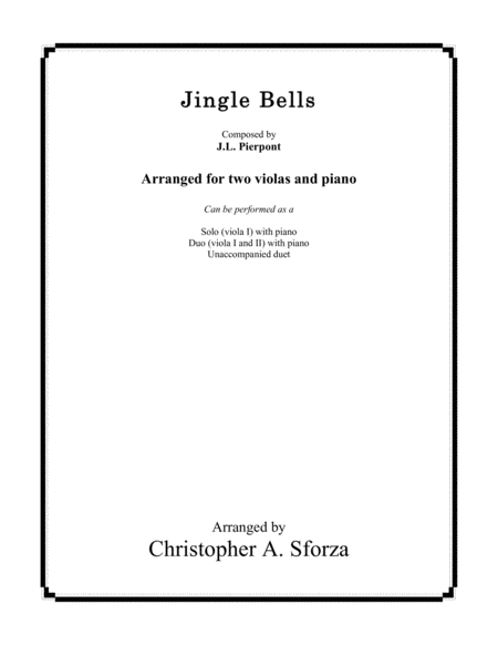 Free Sheet Music Jingle Bells For Two Violas And Piano