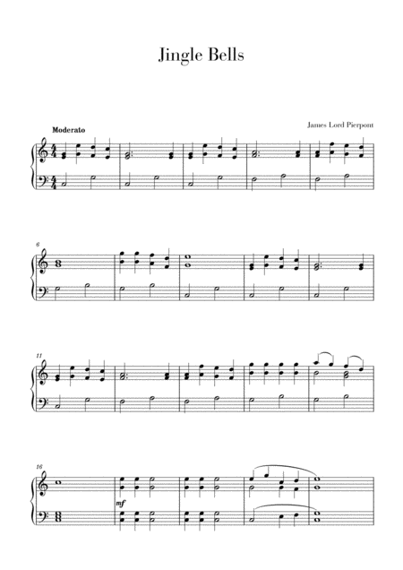 Free Sheet Music Jingle Bells Intermediate Piano