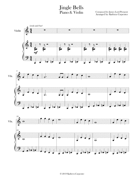 Jingle Bells Jazz Piano Violin Sheet Music