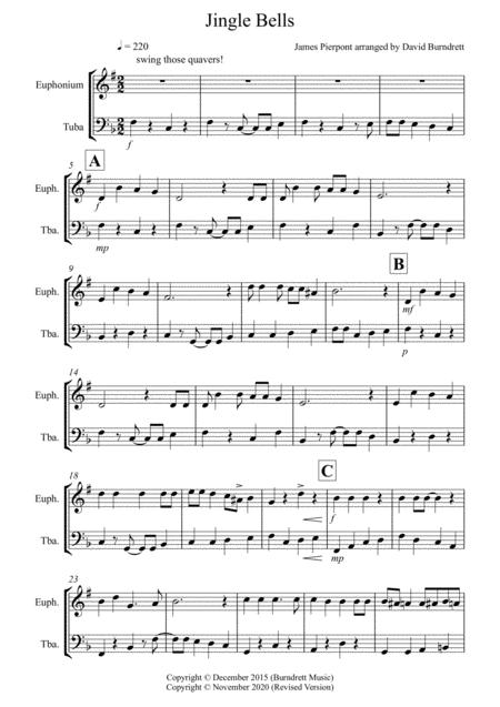 Jingle Bells Jazzy Style For Euphonium And Tuba Duet Sheet Music