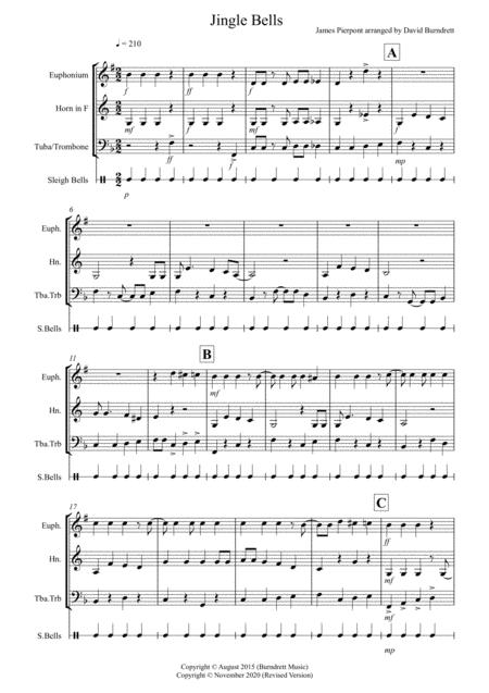 Jingle Bells Jazzy Style For Euphonium Horn And Tuba Trio Sheet Music