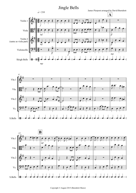 Free Sheet Music Jingle Bells Jazzy Style For String Trio