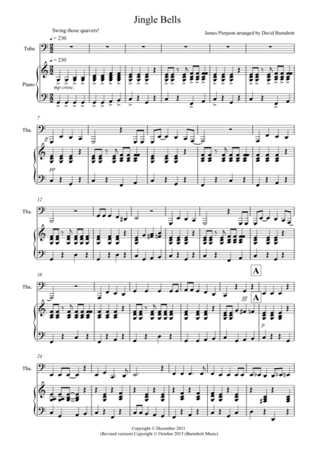 Free Sheet Music Jingle Bells Jazzy Style For Tuba And Piano