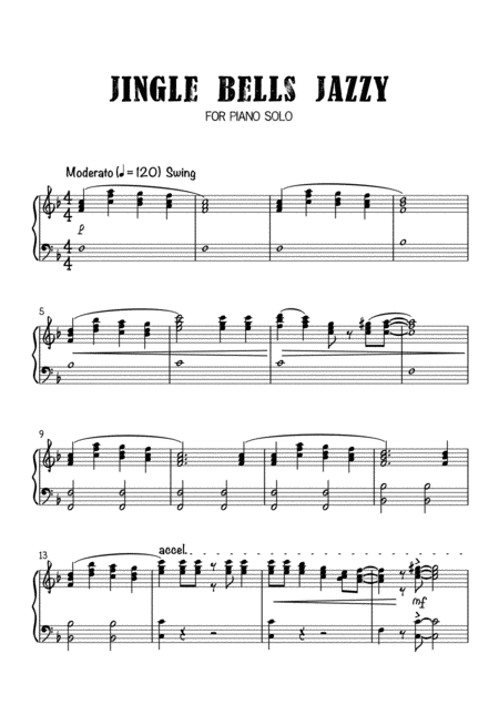 Jingle Bells Jazzy Version For Advanced Piano Sheet Music