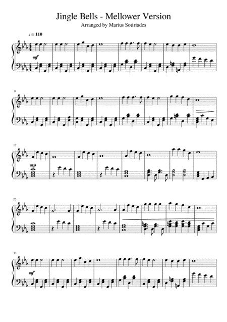 Free Sheet Music Jingle Bells Mellow Version