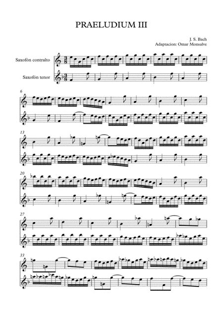 Johan Sebastian Bach Preludium Iii Sheet Music