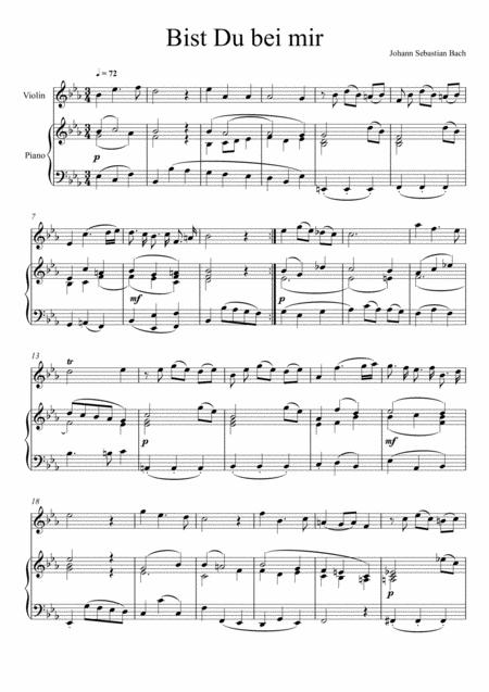 Free Sheet Music Johann Sebastian Bach Bist Du Bei Mir Violin Solo