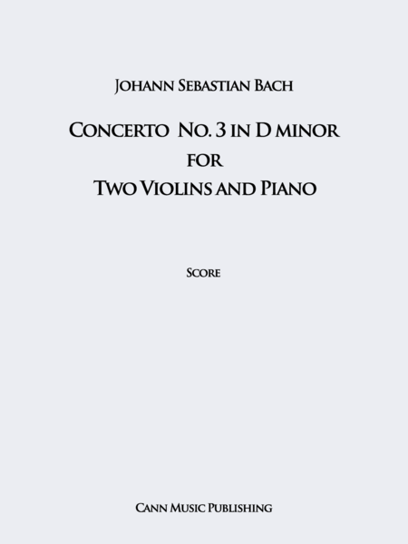 Johann Sebastian Bach Concerto For Two Violins And Piano In D Minor Sheet Music