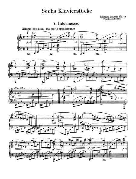 Free Sheet Music Johannes Brahms Intermezzo In A Minor Op 118 No 1 Complete Version