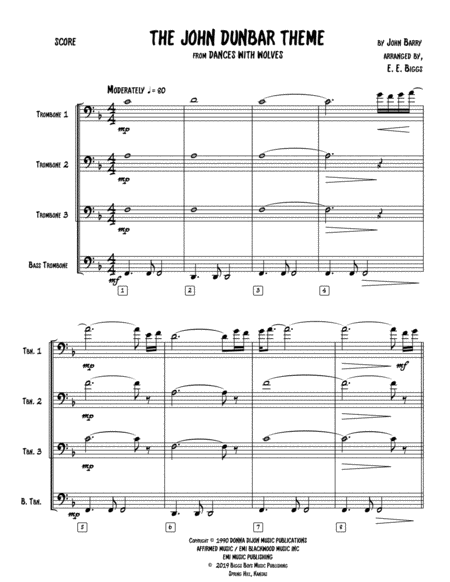 John Dunbar Theme Sheet Music