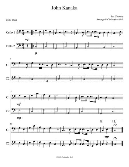 John Kanaka Easy Cello Duet Sheet Music