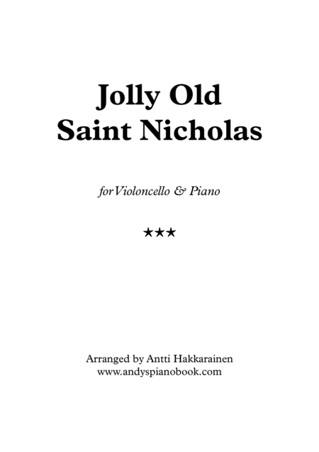 Jolly Old Saint Nicholas Cello Piano Sheet Music