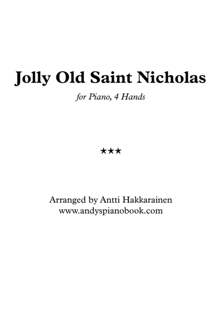 Free Sheet Music Jolly Old Saint Nicholas Piano 4 Hands