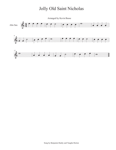 Free Sheet Music Jolly Old St Nicholas Alto Sax