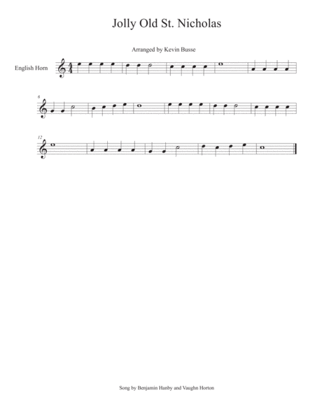 Jolly Old St Nicholas English Horn Sheet Music