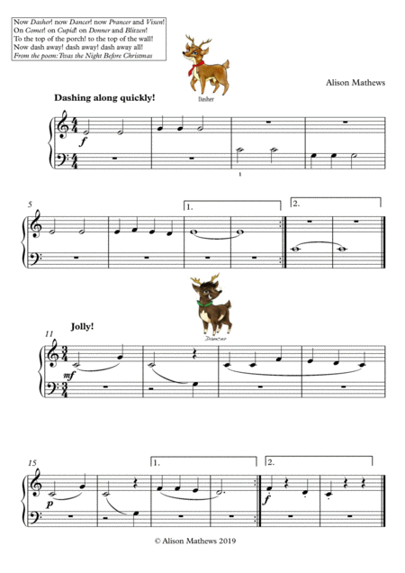 Free Sheet Music Jolly Reindeer