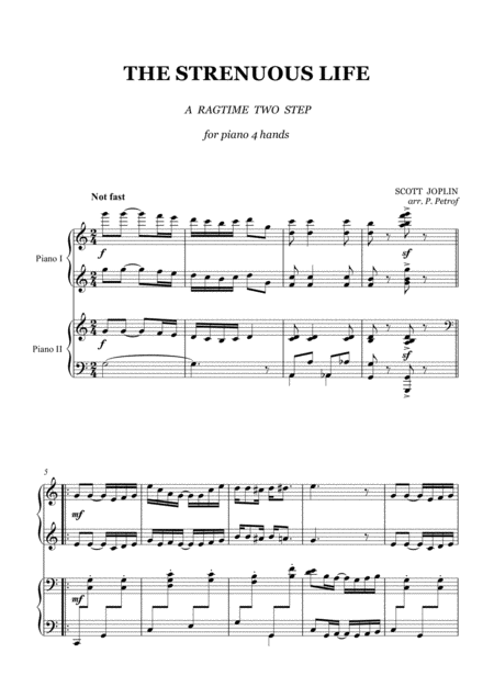 Free Sheet Music Joplin The Strenuous Life Piano 4 Hands