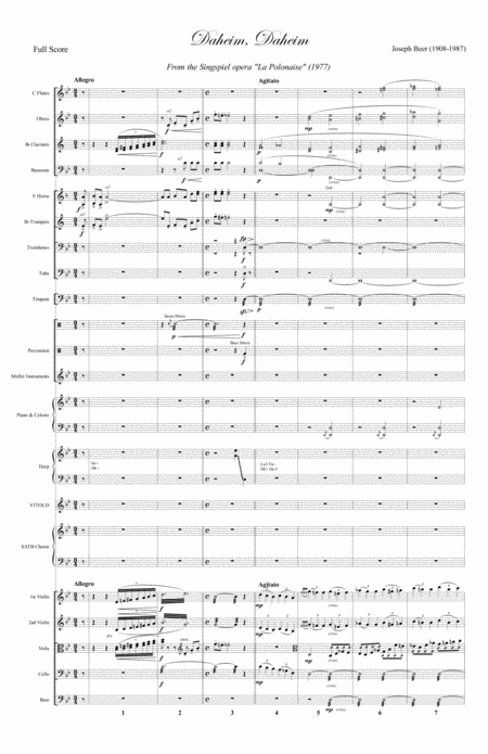 Joseph Beer Daheim Daheim From The Singspiel Opera La Polonaise Full Score And Parts Sheet Music