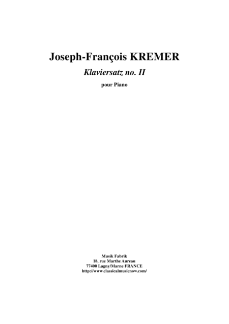 Free Sheet Music Joseph Franois Kremer Klaviersatz No 2