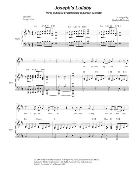 Joseph Lullaby Unison Choir High Medium Sheet Music