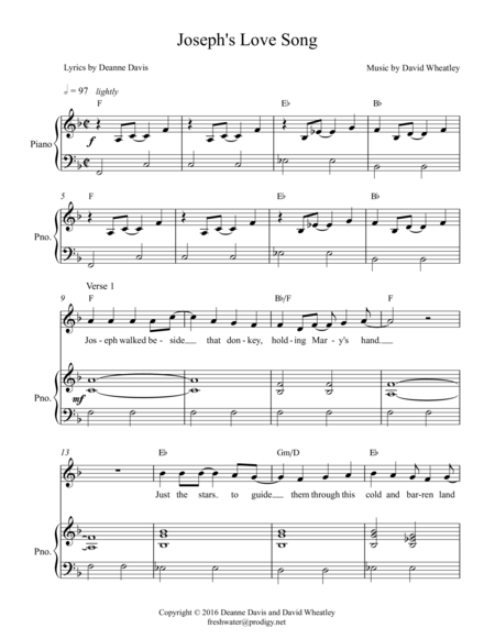 Free Sheet Music Josephs Love Song