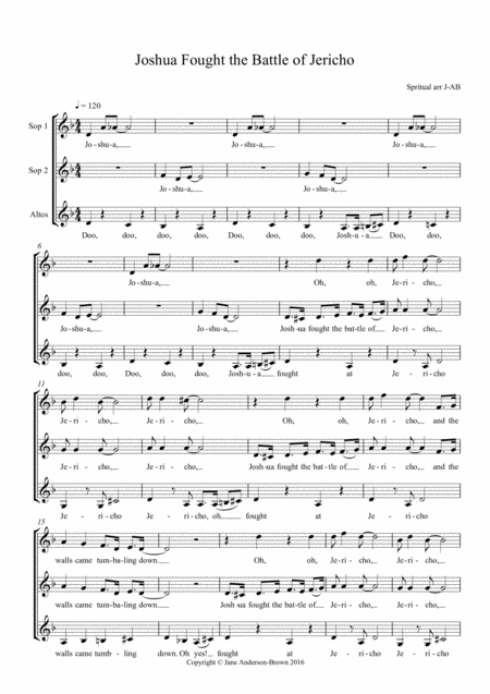 Free Sheet Music Joshua Fought The Battle Of Jericho Ssa