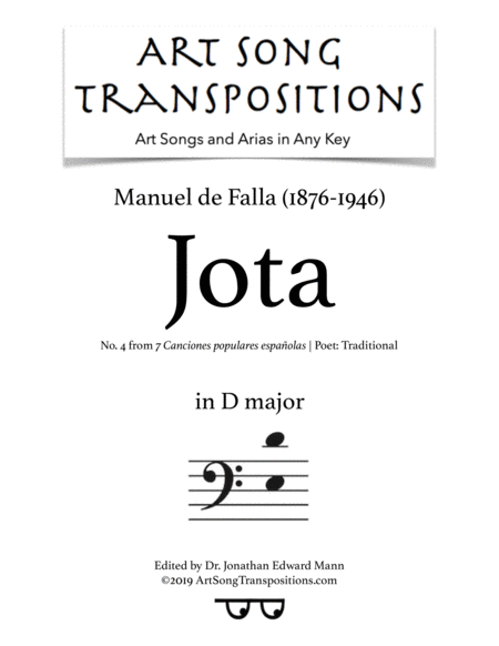 Free Sheet Music Jota Transposed To D Major Bass Clef