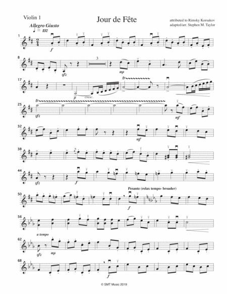 Free Sheet Music Jour De Fete Dance For String Quartet