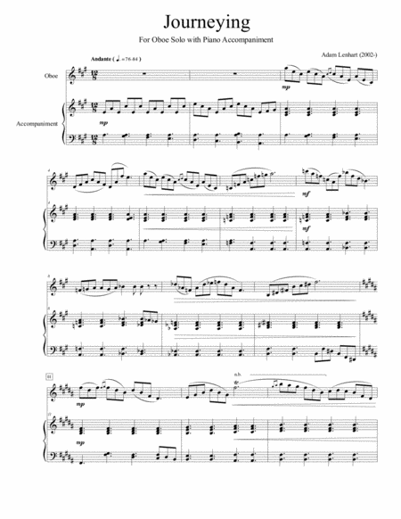 Free Sheet Music Journeying For Oboe Solo