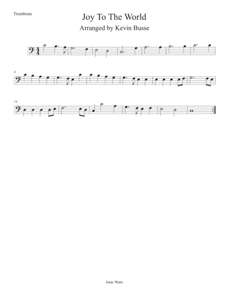 Joy To The World Easy Key Of C Trombone Sheet Music