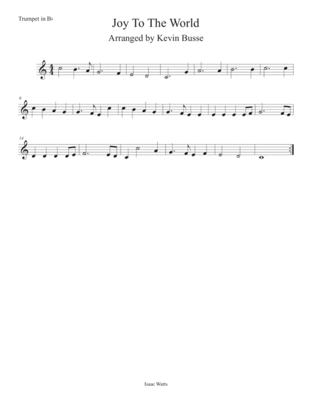 Joy To The World Easy Key Of C Trumpet Sheet Music