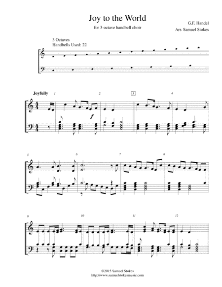 Free Sheet Music Joy To The World For 3 Octave Handbell Choir