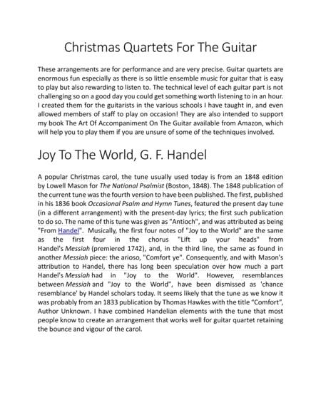 Joy To The World For Guitar Quartet Sheet Music