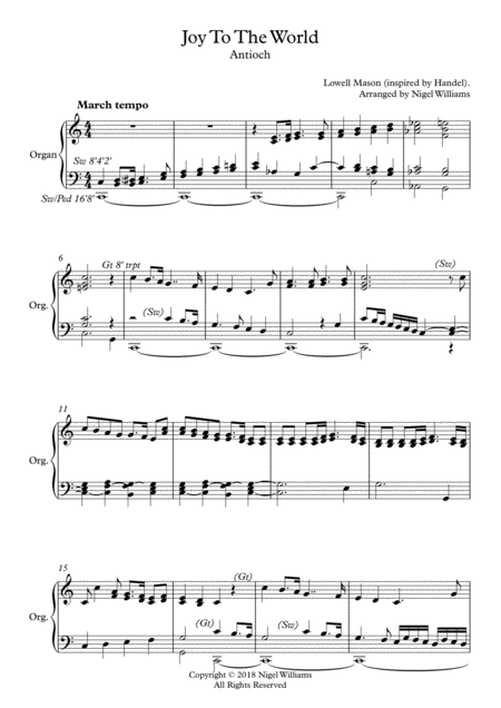 Free Sheet Music Joy To The World For Organ