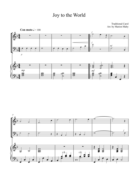 Free Sheet Music Joy To The World For Piano Trio