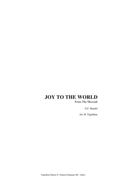 Joy To The World From Messiah Arr For Satb Choir And Organ Sheet Music