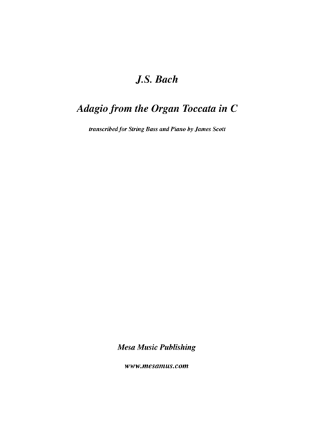 Free Sheet Music Js Bach Adagio From The Organ Toccata In C