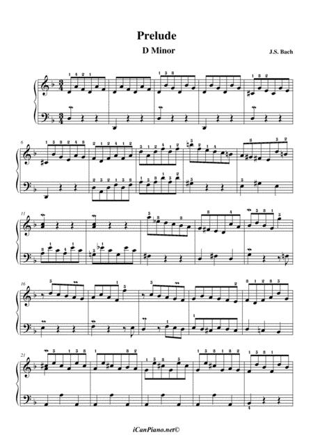 Js Bach Little Prelude No 5 In D Minor Bwv 926 Sheet Music