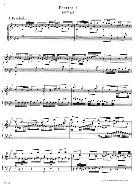 Free Sheet Music Js Bach Partita No 1 In Bb Major Bwv 825 Full Original Version