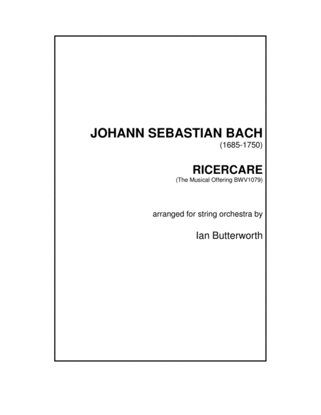 Js Bach Ricercare In 6 Parts The Musical Offering Bwv1079 For String Orchestra Sheet Music