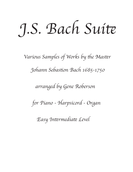 Free Sheet Music Js Bach Suite For Young Pianists