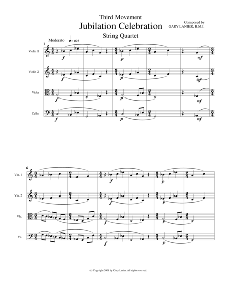 Jubilation Celebration String Quartet With Parts Sheet Music